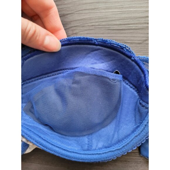 Aubade Memoire Blue Lace Bra Size 32C - Picture 5 of 5
